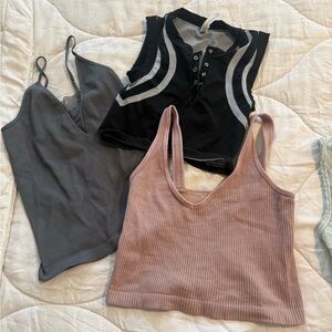 FP Movement by Free People Ribbed Crop Tops - Black, Gray, Pink